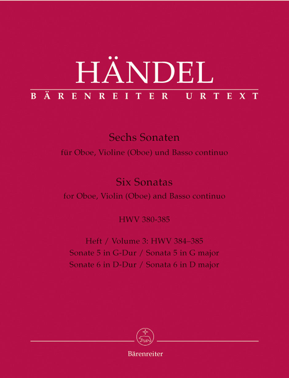 Handel 6 Sonatas for Oboe and Continuo, Book 3