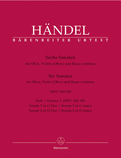 Handel 6 Sonatas for Oboe and Continuo, Book 3