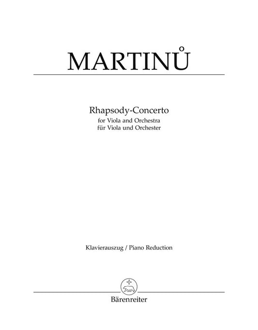 Martinu - Rhapsody Concerto Viola/Piano (Softcover Book) Book