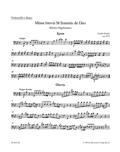 Missa Brevis Sancti Joannis De Deo Hob.Xxii:7 "Little Organ Mass"