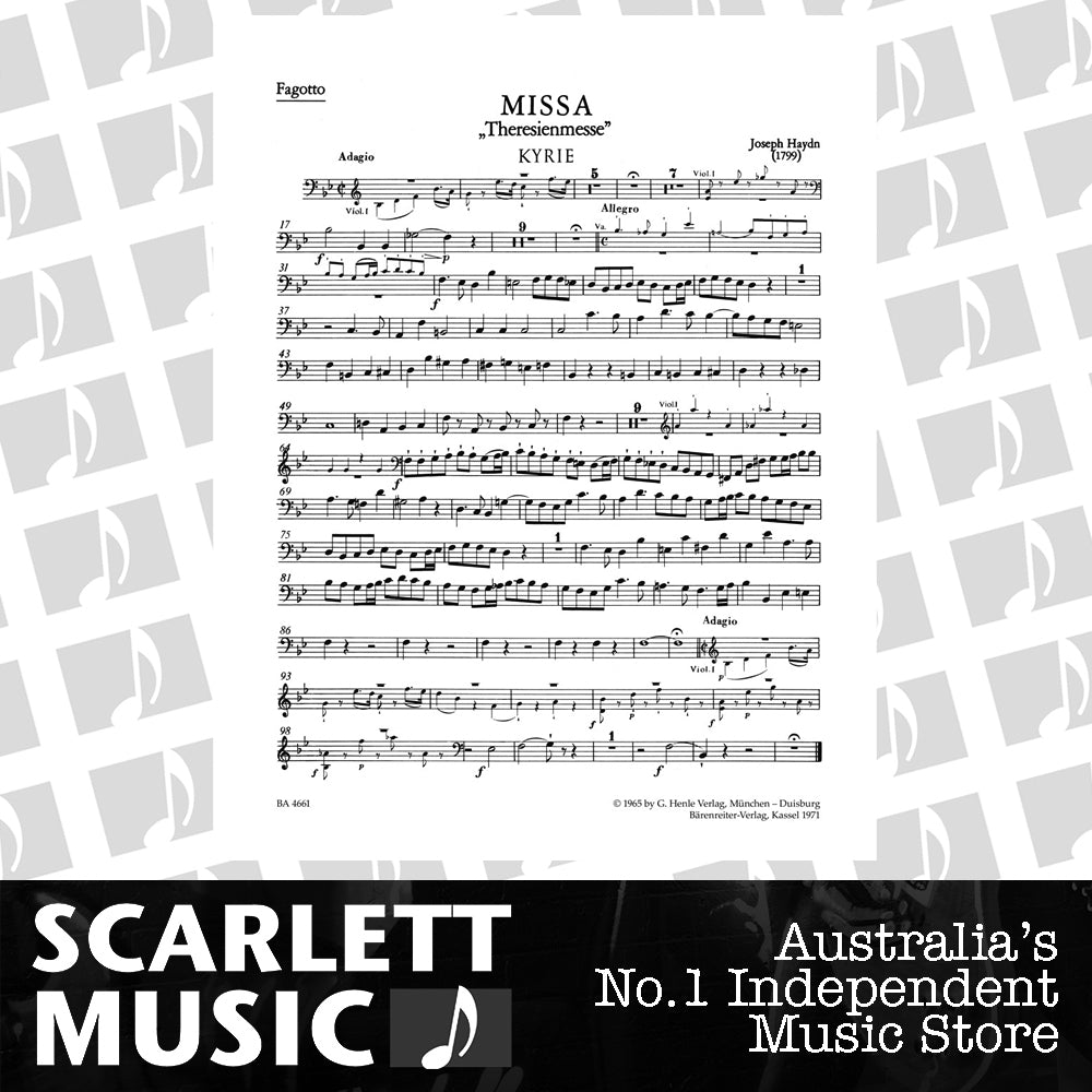 Theresien Mass in B Flat Wind Set - Full Orchestra Sheet Music — view 2