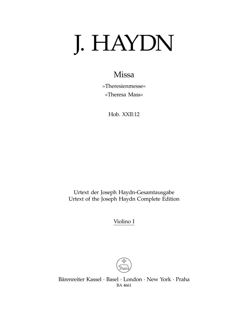 Theresien Mass in B Flat Violin 1 Sheet Music