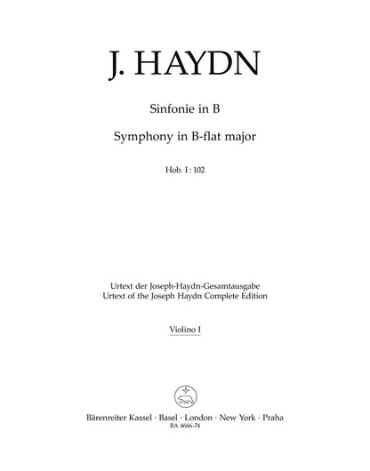 Symphony No 102 B Flat Violin 2 Sheet Music
