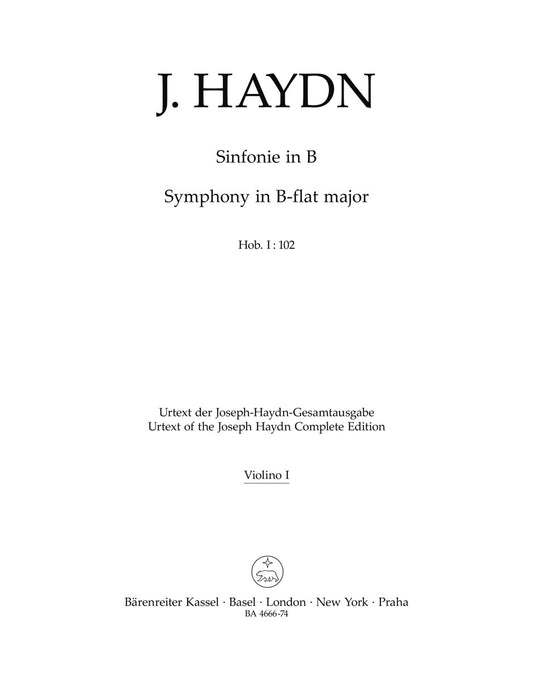 Symphony No 102 B Flat Violin 2 Sheet Music