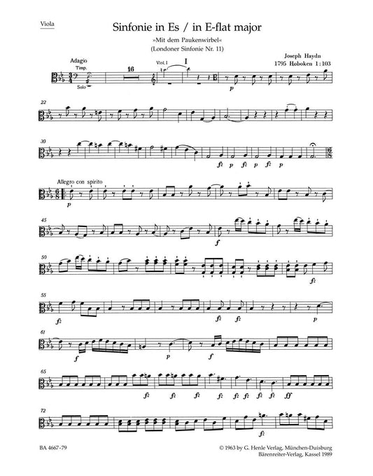 Symphony No 103 in E Flat Cello Sheet Music