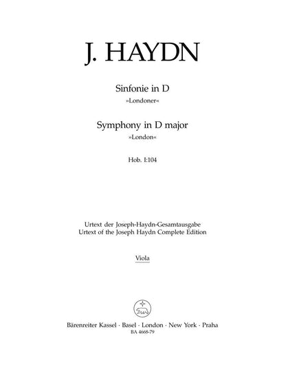 Symphony No 104 in D for Cello and Keyboard