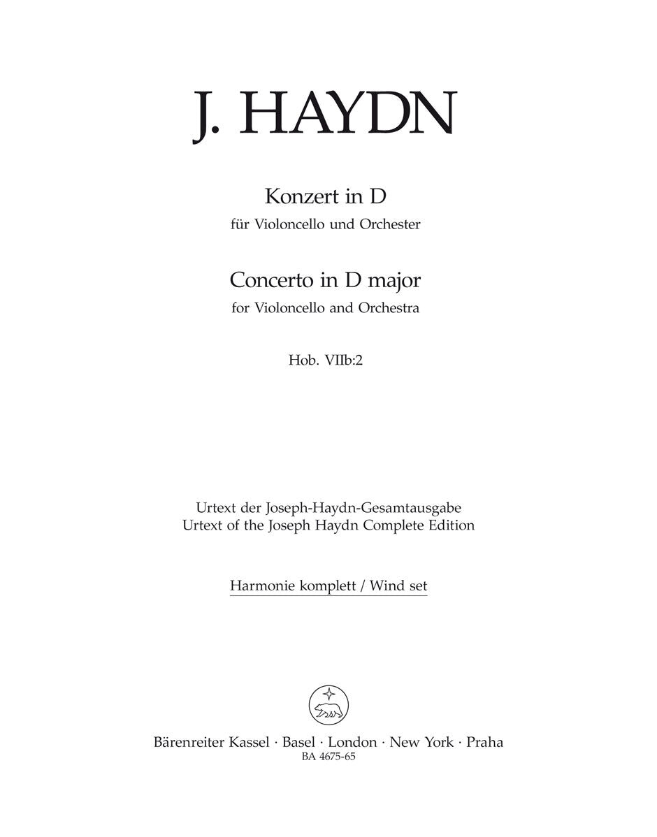 Concerto For Violoncello And Orchestra In D Major Hob. Viib:2