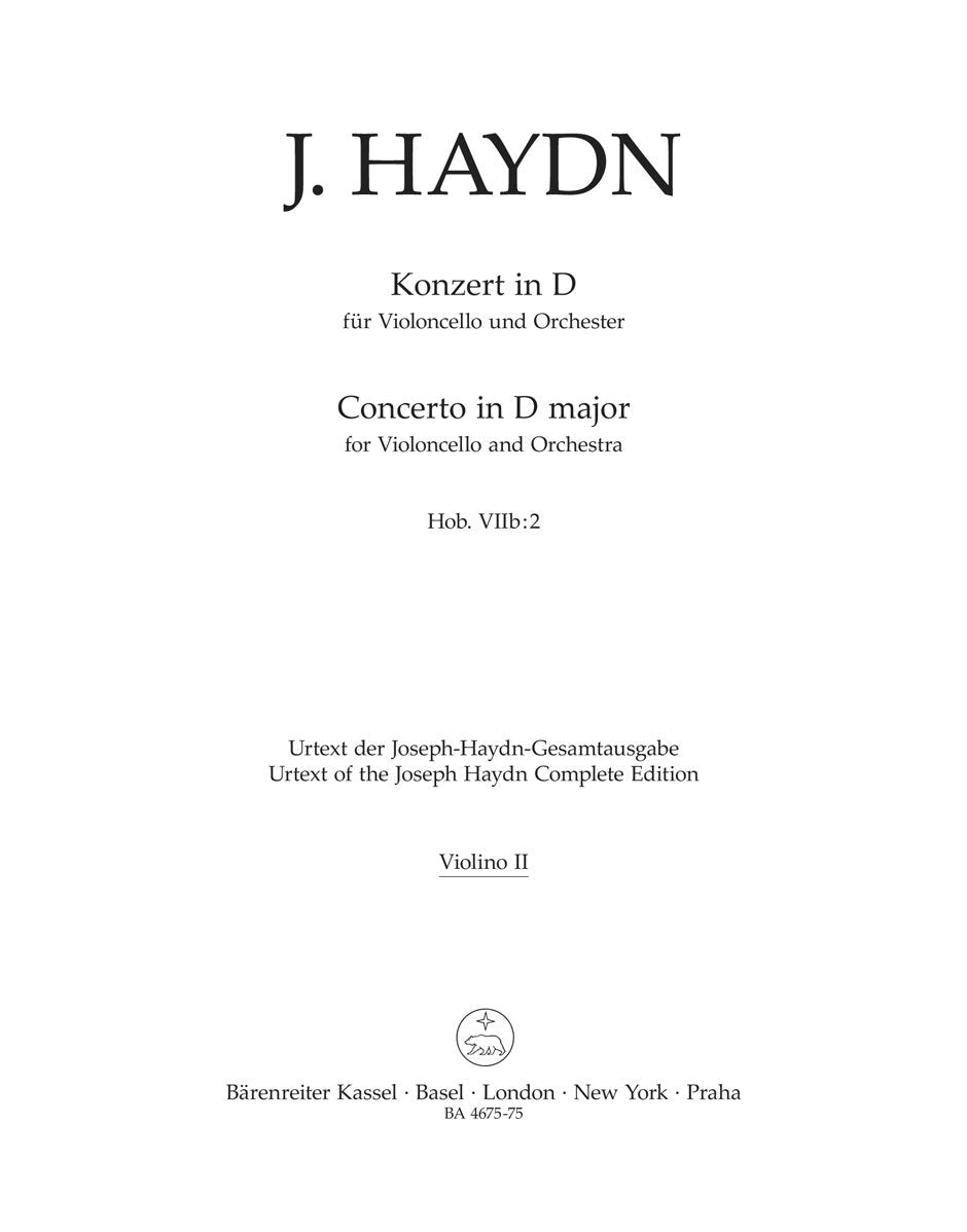 Concerto For Violoncello And Orchestra In D Major Hob. Viib:2