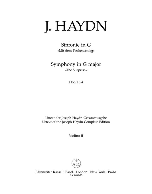 Symphony No 94 in G Violin 2 Sheet Music