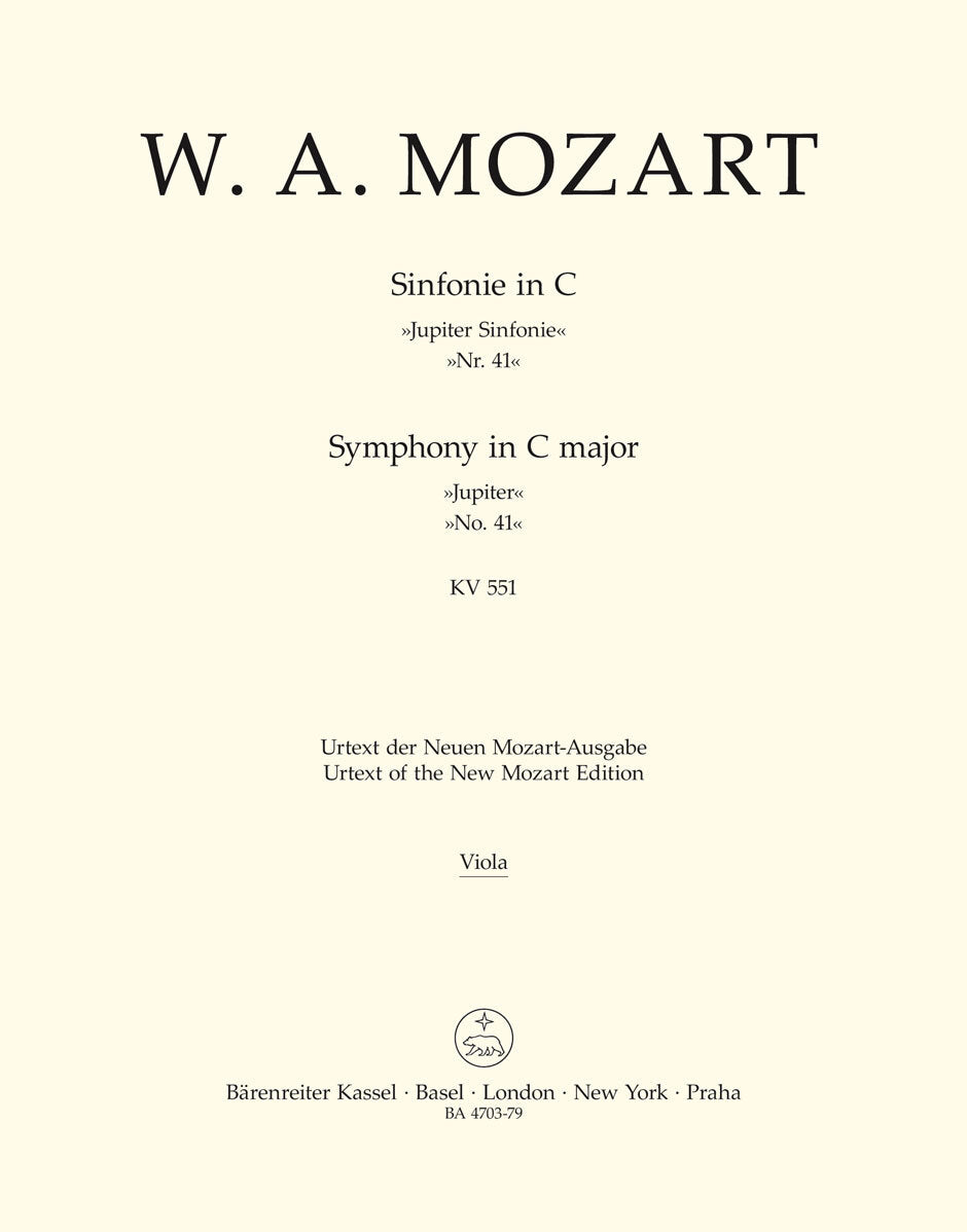 Symphony No 41 in C K 551 for Viola Sheet Music