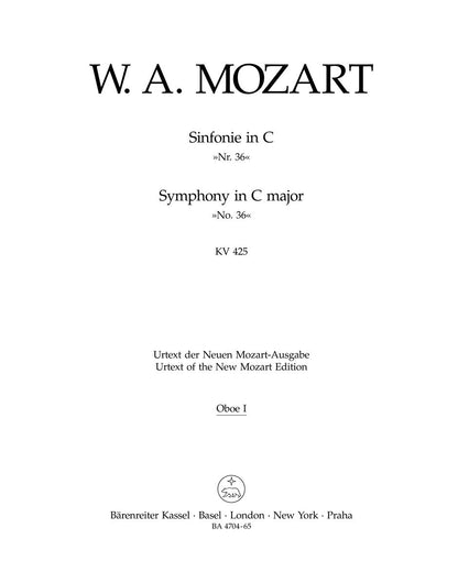 Symphony No 36 in C K 425 for Full Orchestra Sheet Music