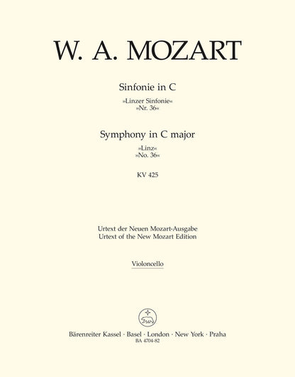 Symphony No 36 in C K 425 for Cello