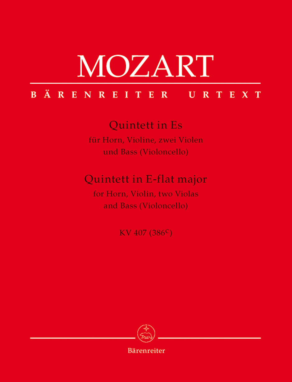 Quintet For Horn, Violin, Two Violas And Bass (Violoncello) In E-Flat Major K. 407 (386C)