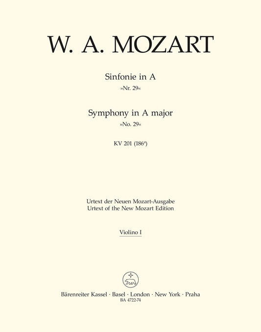 Symphony No 29 in A K 201 for Violin Sheet Music