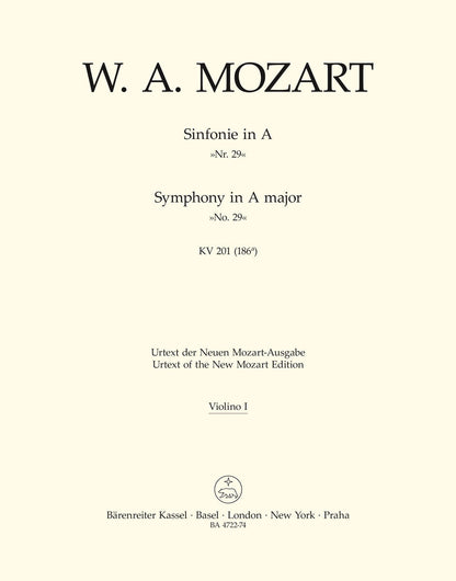Symphony No 29 in A K 201 Violin Sheet Music