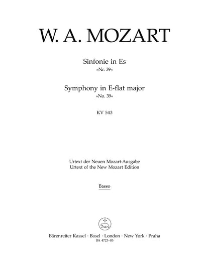 Symphony No. 39 K 543 in E Flat for Full Orchestra Sheet Music