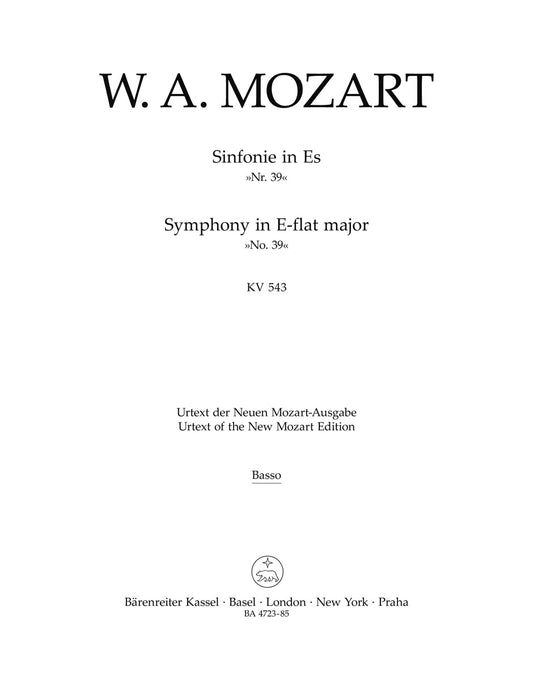 Symphony No. 39 K 543 in E Flat for Full Orchestra Sheet Music