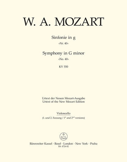 Symphony No 40 in G K 550 Cello Sheet Music