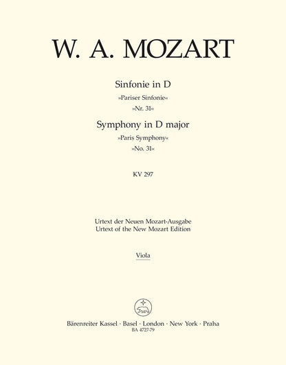 Symphony No 31 K297 for Viola Sheet Music