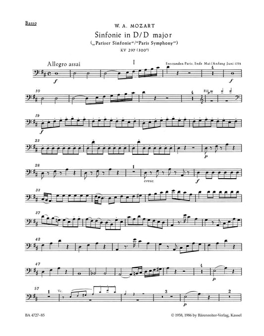Symphony No 31 K297 for Full Orchestra Sheet Music