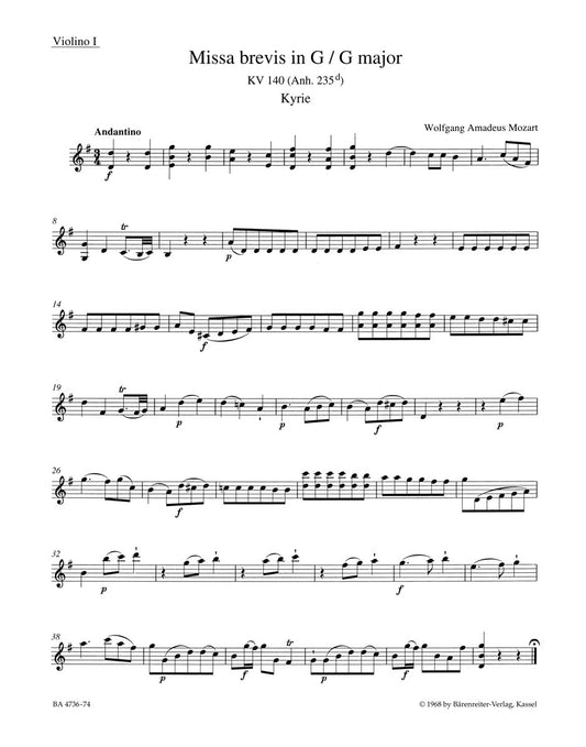 Missa Brevis In G Major K. 140 (235D)