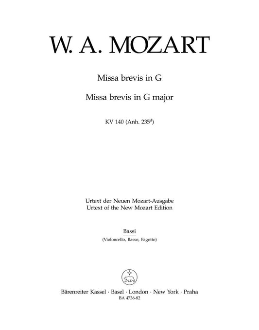Missa Brevis In G Major K. 140 (235D)