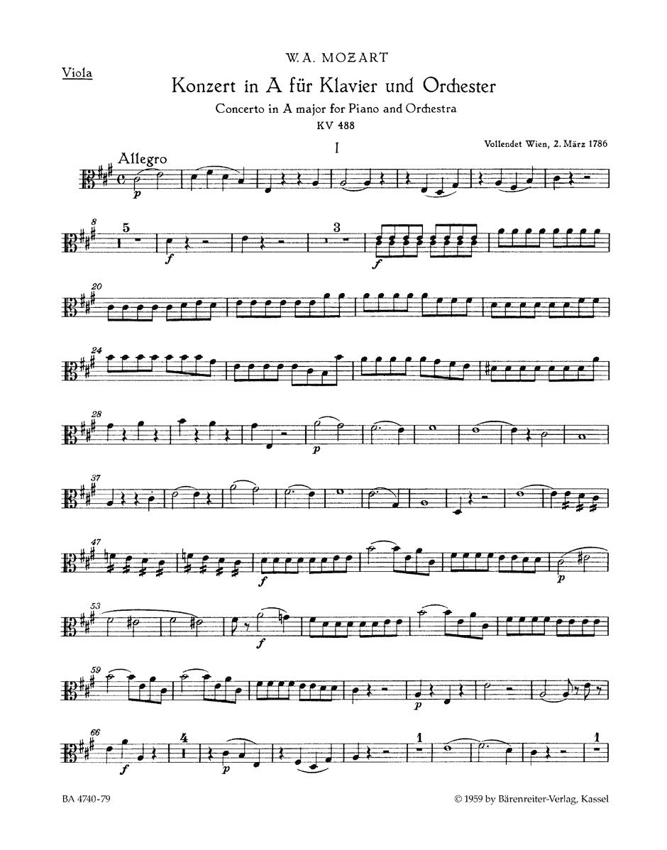 Concerto For Piano And Orchestra No. 23 In A Major K. 488