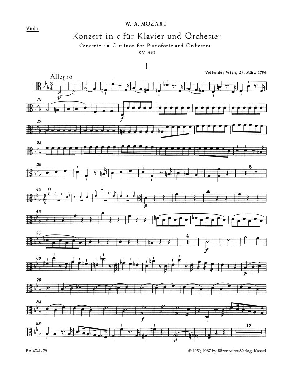 Concerto For Piano And Orchestra No. 24 In C Minor K. 491