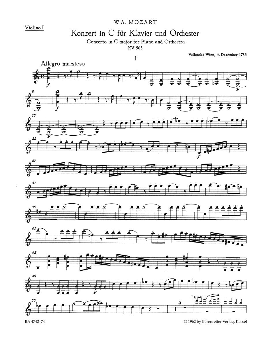 Concerto For Piano And Orchestra No. 25 In C Major K. 503