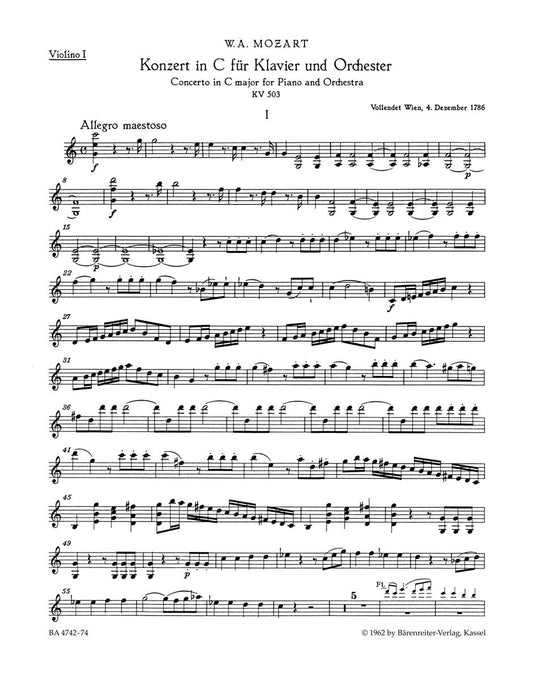 Concerto For Piano And Orchestra No. 25 In C Major K. 503