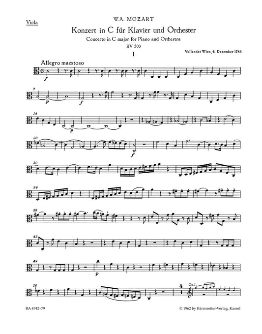 Concerto For Piano And Orchestra No. 25 In C Major K. 503