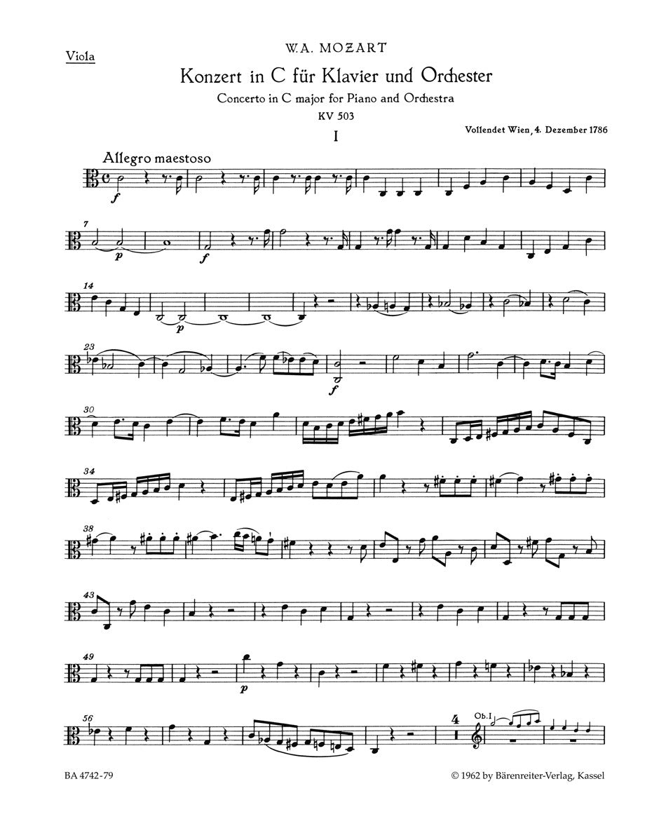 Concerto For Piano And Orchestra No. 25 In C Major K. 503