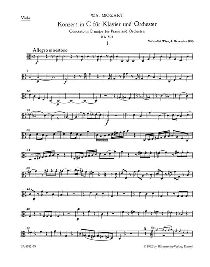 Concerto For Piano And Orchestra No. 25 In C Major K. 503