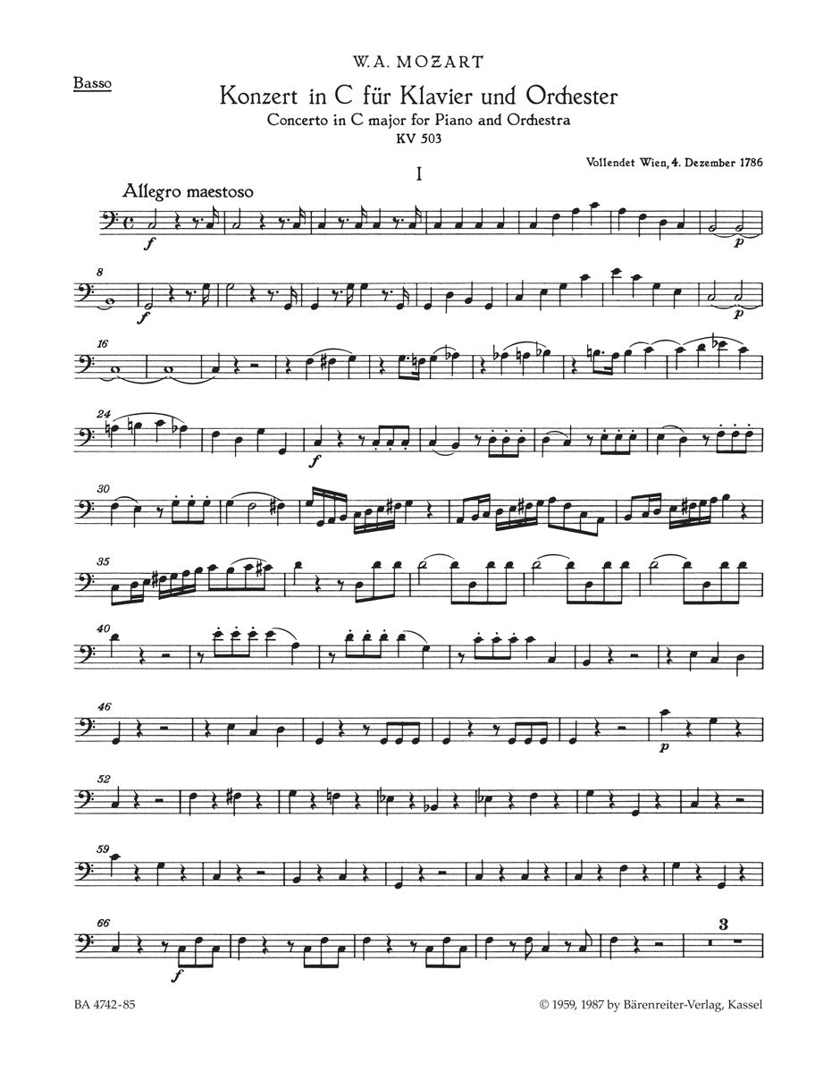 Concerto For Piano And Orchestra No. 25 In C Major K. 503