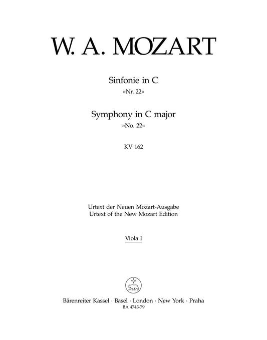 Symphony No 22 in C K162 Viola Sheet Music