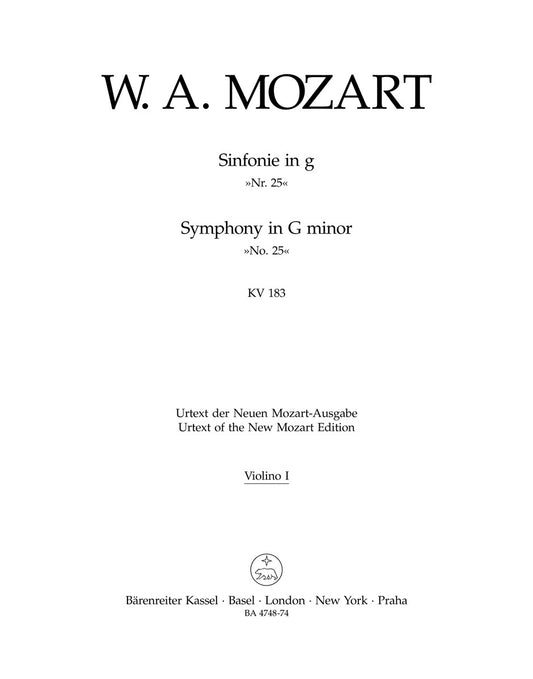 Symphony No 25 G K 183 Violin Sheet Music