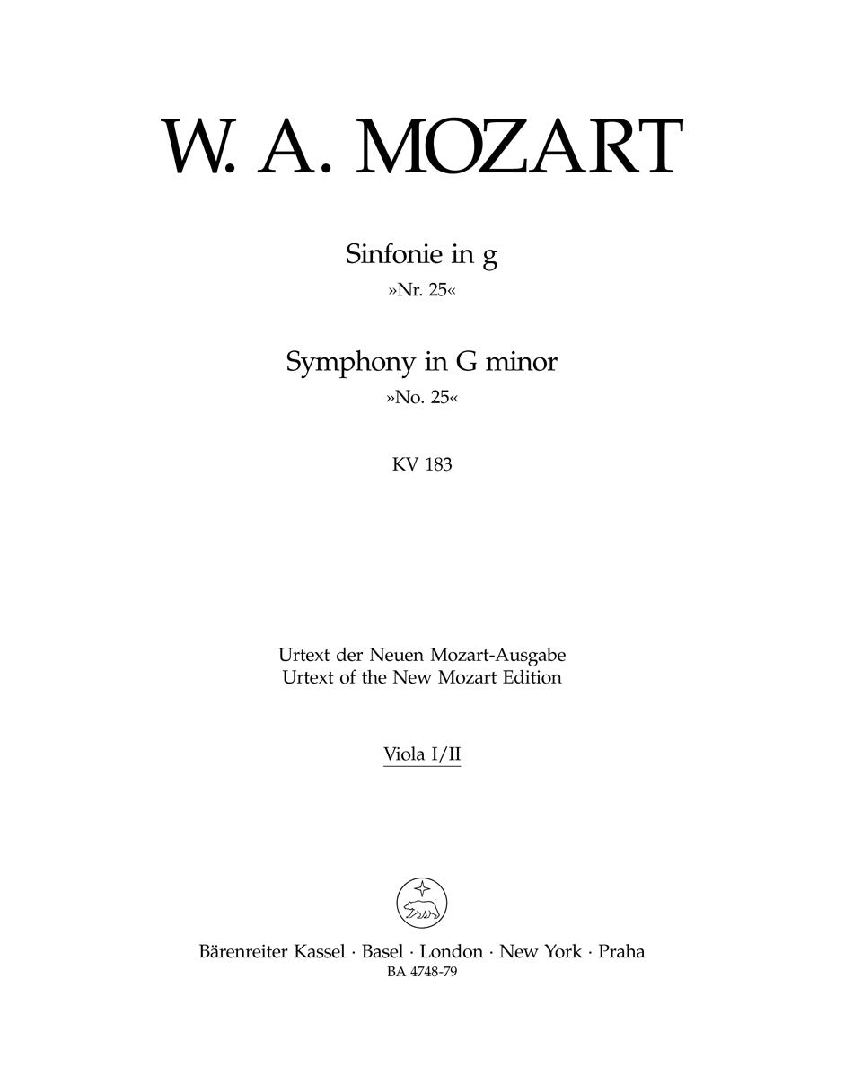 Symphony No 25 G K 183 for Viola Sheet Music
