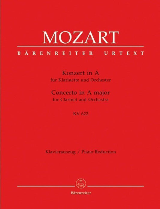 Mozart Clarinet Concerto in A Major K 622 for Clarinet and Piano, Publisher: Barenreiter, 63 Pages