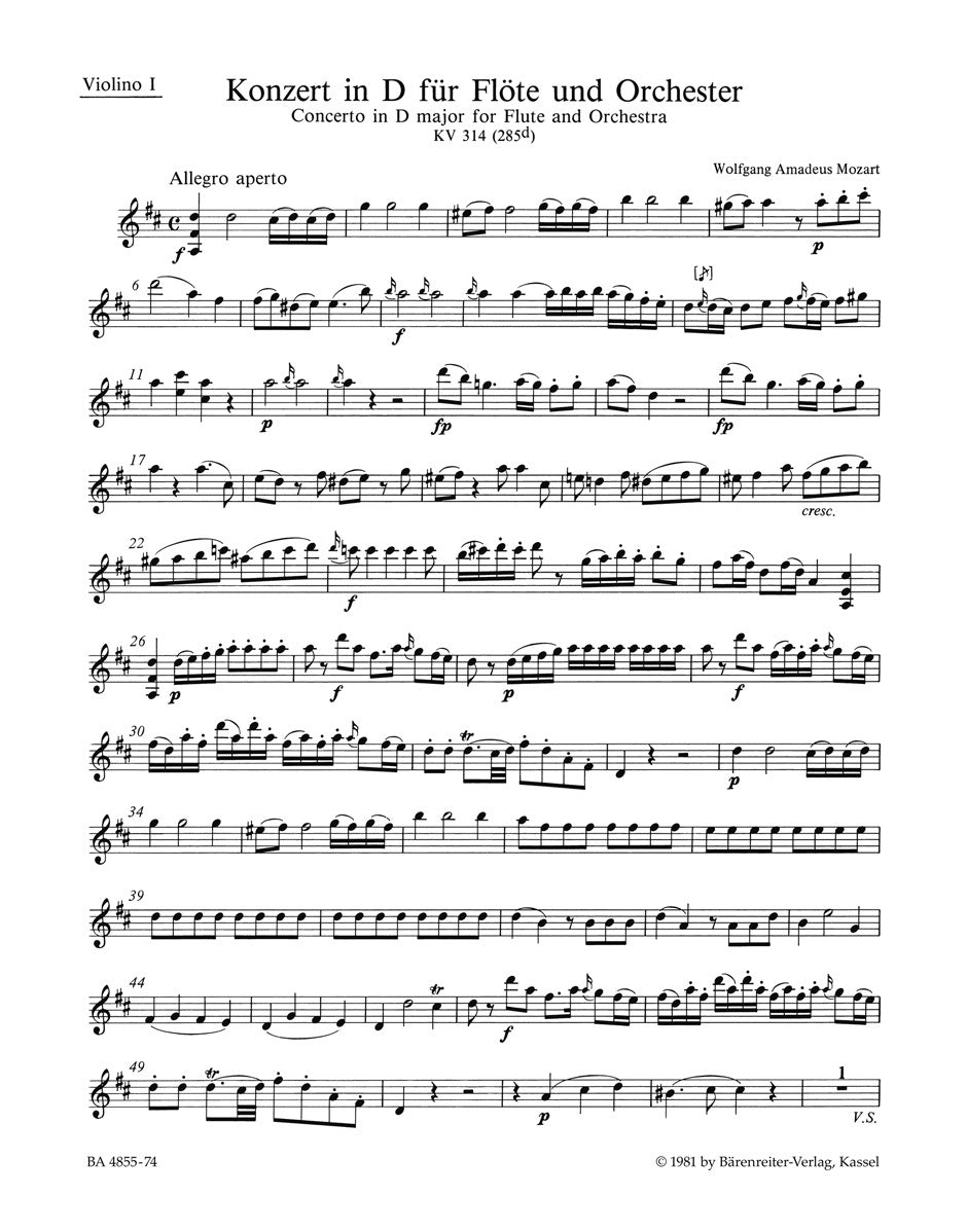 Concerto For Flute And Orchestra In D Major K. 314 (285D)