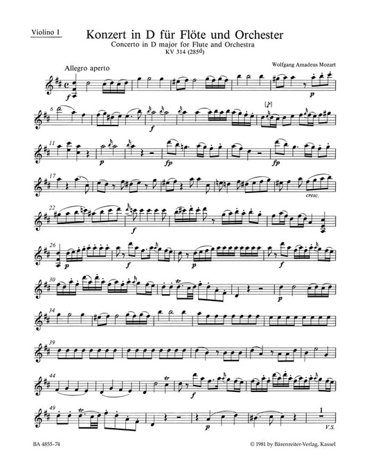 Concerto For Flute And Orchestra In D Major K. 314 (285D)