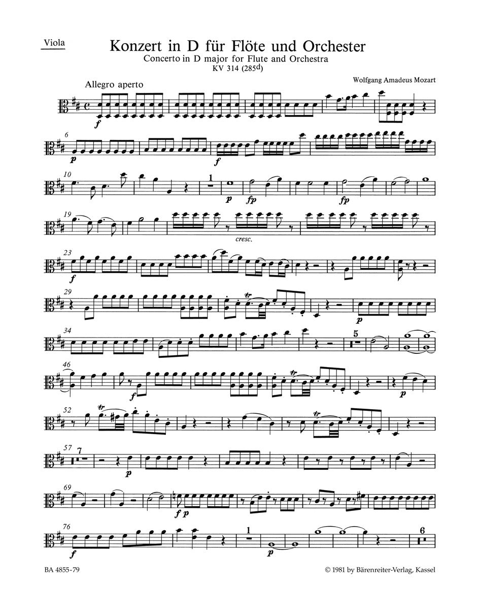 Concerto For Flute And Orchestra In D Major K. 314 (285D)