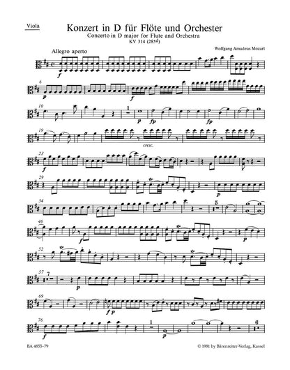 Concerto For Flute And Orchestra In D Major K. 314 (285D)