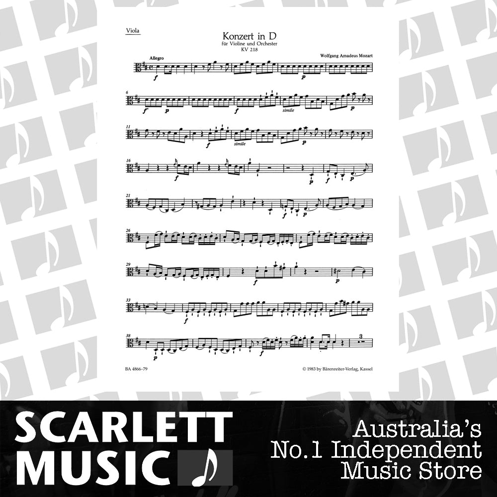 Violin Concerto No 4 in D K 218 VC/DB Sheet Music — view 2