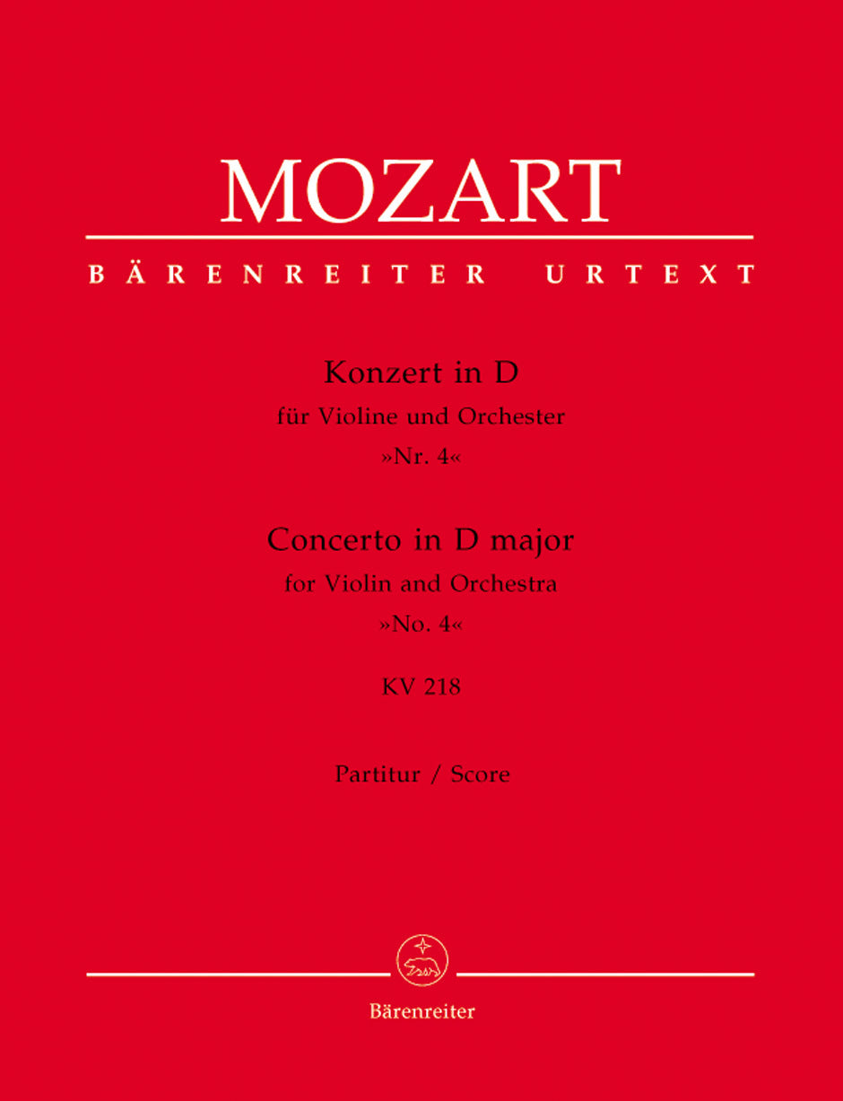 Violin Concerto No 4 in D K 218 Full Score Sheet Music