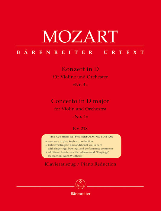 Concerto For Violin And Orchestra No. 4 In D Major K. 218