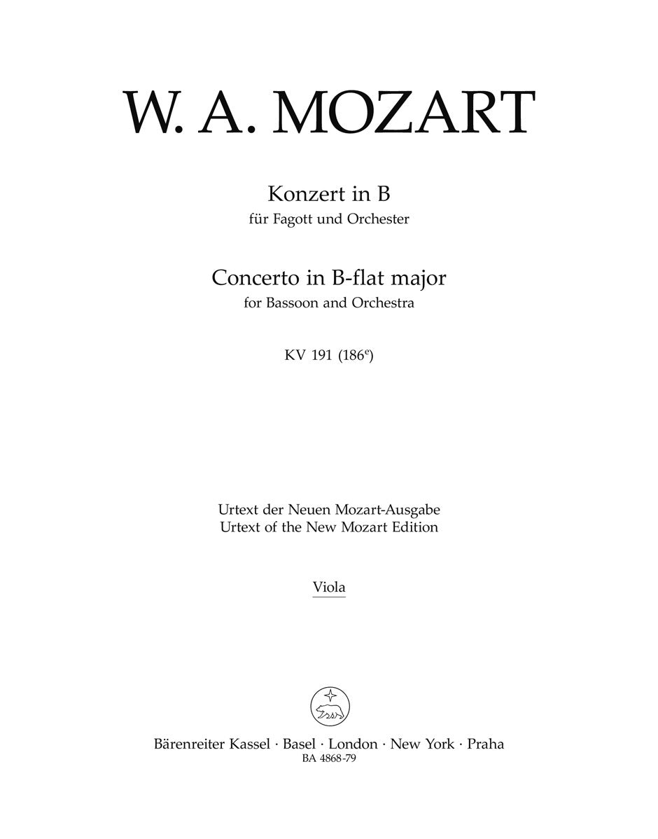 Bassoon Concerto K191 Sheet Music