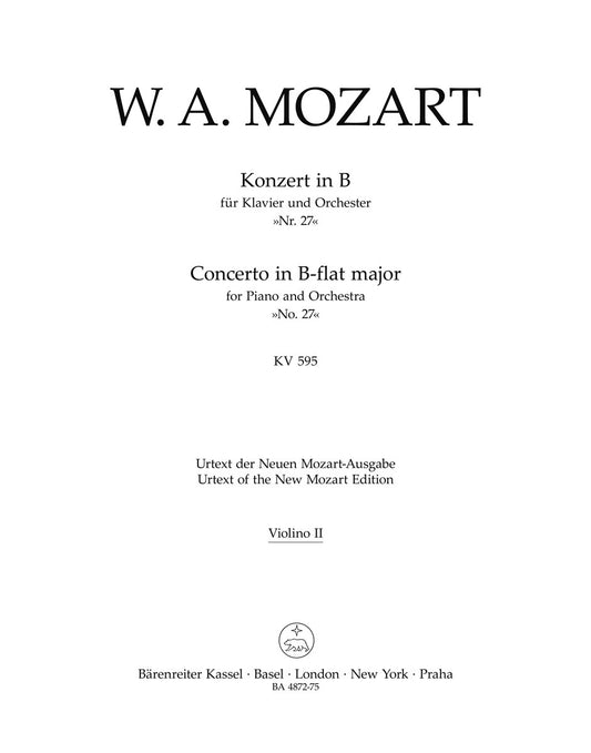 Concerto For Piano And Orchestra No. 27 In B-Flat Major K. 595