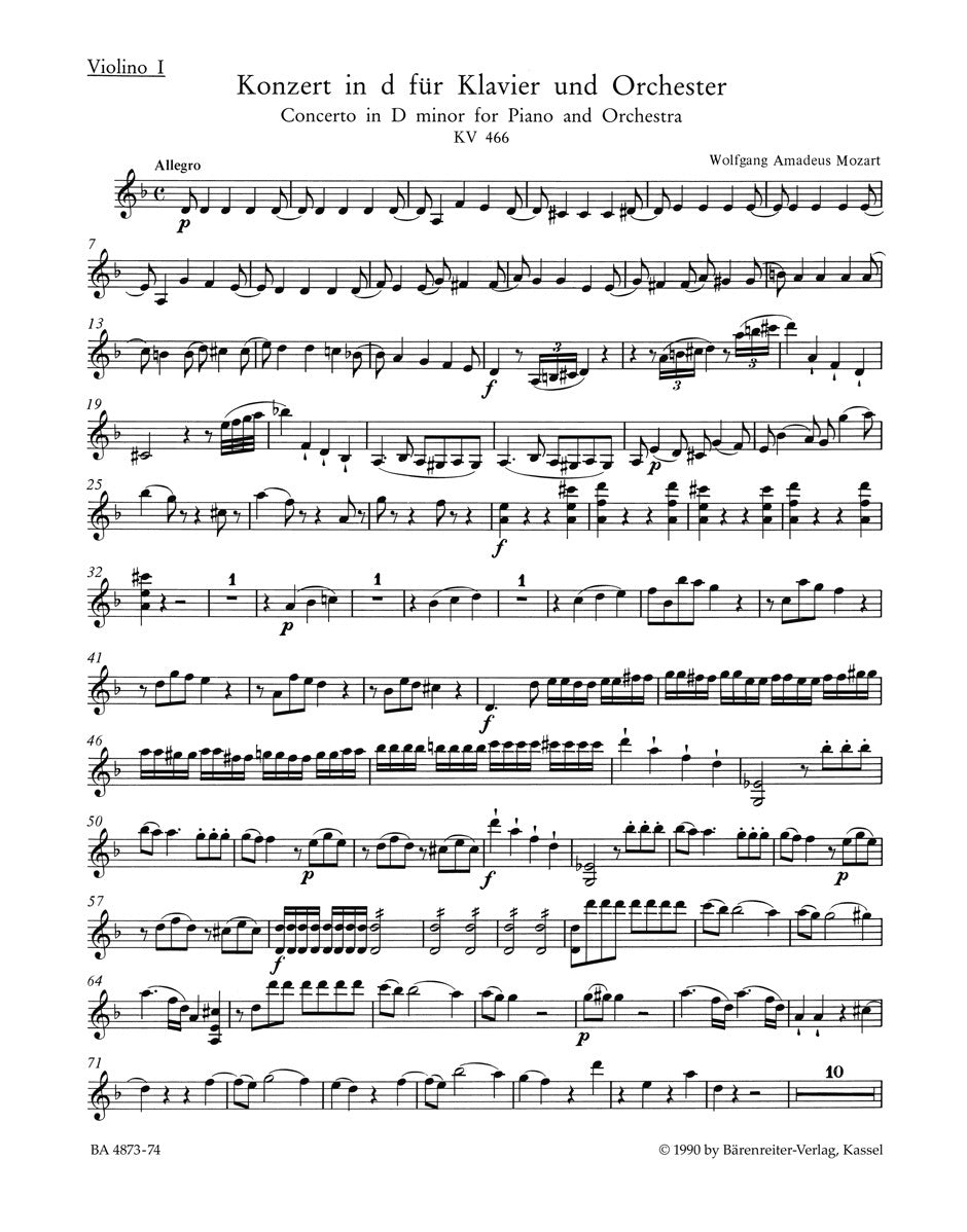 Concerto For Piano And Orchestra No. 20 In D Minor K. 466