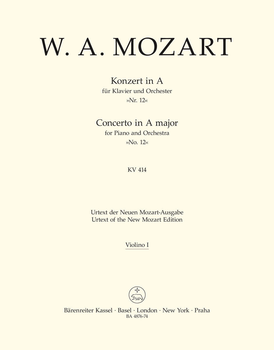 Concerto For Piano And Orchestra No. 12 In A Major K. 414