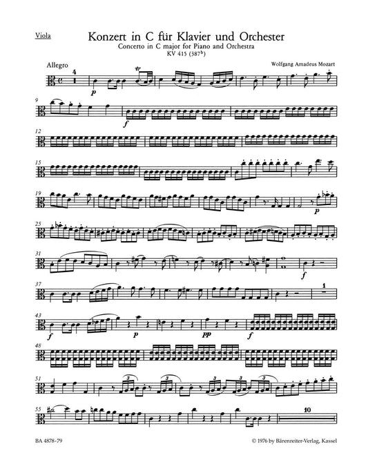 Concerto For Piano And Orchestra No. 13 In C Major K. 415 (387B)